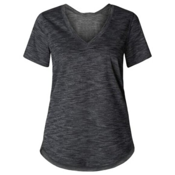 Lululemon What the Sport V-Neck Tee Shirt T-Shirt Heathered Black Sz Medium? EUC - Picture 1 of 10